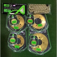 AJI RACING (CHROME) EXTREME HARDEN 428H LC135 / Y15 / Y16 / RXZ / Y125 sprocket set Rantai motor set