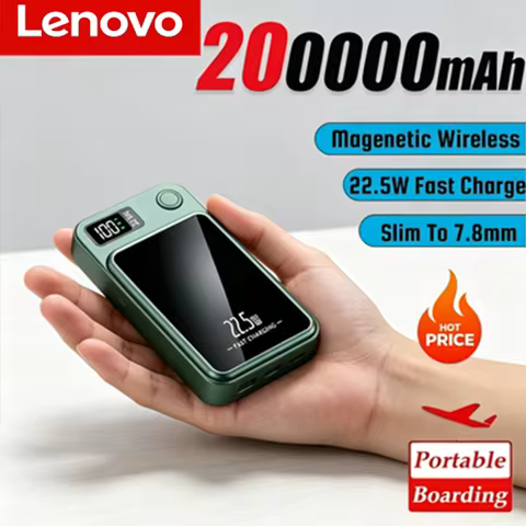 Lenovo Large Capacity 20wmAh Lenovo Magnetic Wireless Power Bank PD22.5W Fast Charging External Batt