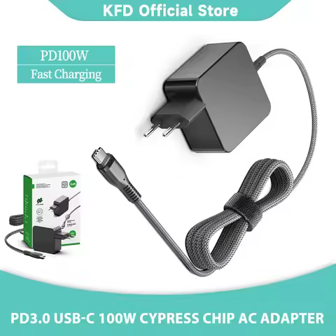 PD 3.0 20V 5A 100W USB-C Charger for Lenovo USB-C Dual Display Travel Dock -7 Ports,Integrated USB-C