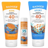 Badger Broad-Spectrum Water-Resistant Kids Sunscreen, Sports Sunscreen with Zinc Oxide - SPF 35/40