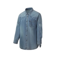 Ohsunny แจ็กเก็ตยีนส์ผู้หญิงแจ็กเก็ตเสื้อคอปกย้อนยุคทรงหลวมเสื้อขึ้นกระดุมโลหะแขนยาวเสื้อสตรี UPF50 