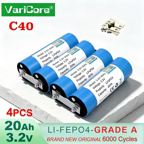 4pcs 3.2V 50Ah 32Ah 20Ah 15Ah Battery Pack LiFePO4 C40 Phosphate Cell for 4S 8s 12V Motorcycle Car M