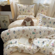 Lovely Cartoon Style CadarFitted Sheet Bed Set 3 in 1 41in 1bedsheet Set Pillowcase Single/Queen/King Bedsheet Set