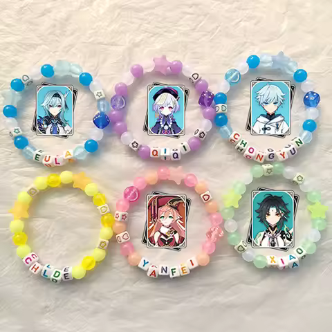 Game Anime Genshin Impact Bracelet Game Cosplay Keqing Zhongli Klee Venti Barbara Element Bracelet J