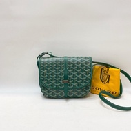 店鋪描述：Goyard Belvedere 綠色Y字老花Goyardine 小號郵差包