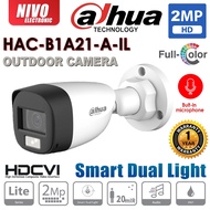 DAHUA 2MP B1A21-A-IL SMART DUAL LIGHT IP67 Outdoor HDCVI FIXED-FOCAL BULLET CAMERA - Built in mic
