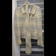 Chanel 黃藍綠毛呢格外套（附領帶）