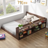 Tatami Short Double Bed 1.8m Simple 1.2m Bed Storage Bookshelf Multifunctional Small Apartment Loft 