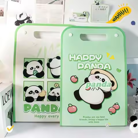 Cute Panda A4 File Folder Creative Cartoon File Organizer Waterproof Large Capacity Envelope Folder