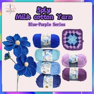 Benang Kait Milk Cotton Yarn 5ply (Ungu - Biru)/5ply Yarn Milk Cotton Knitting Yarn (Purple-Blue)/Ya