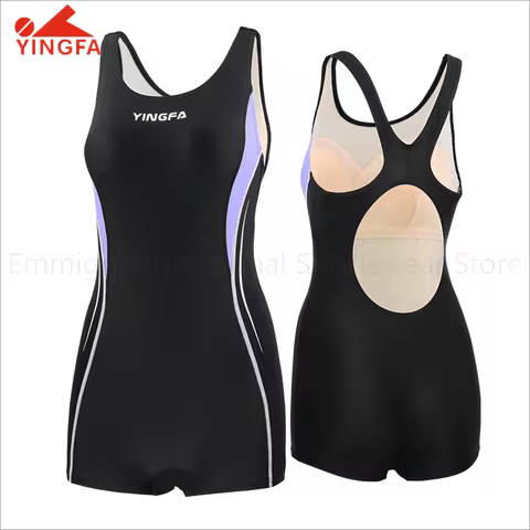 Yingfa Belly Covering And Slimming Sporty Swimwear Black Swimsuit For Women Plus Size 4xl