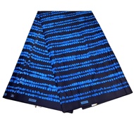 1pc 6yard African ethnic batik blue black striped printed fabric double-sided geometric printed fabr