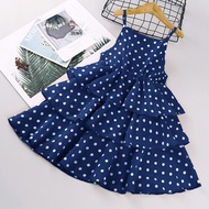 2026 Summer Kid Girl Sleeveless Dress Cotton Dot Print Infant Girl Sundress Squared Collar 3-12Y Gir