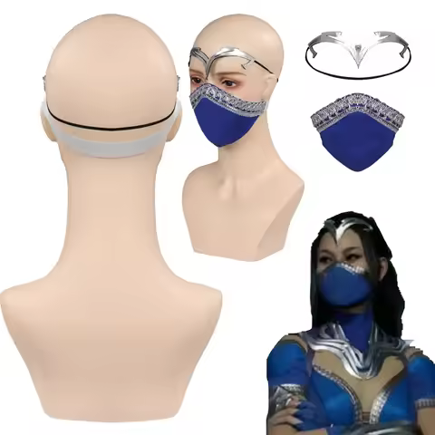 In Stock Kitana Cosplay Mask Mortal Cos Kombat Fantasia Masks Adult Headband Helmet Masquerade Hallo