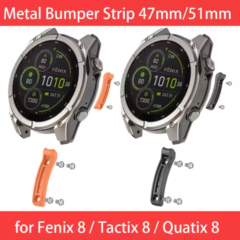 Metal Bumper Strip for Garmin Fenix 8 Tactix 8 Quatix 8 47mm 51mm Anti-Crash Zinc Alloy Protector