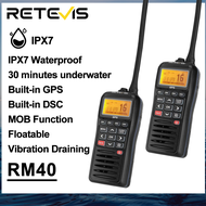 Retevis RM40 VHF Marine Radio IPX7 Waterproof Two Way Radio Communicator GPS DSC MOB Float Alarm Two