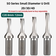1PC 2D 3D 4D SO Series Small Diameter U Drill For Insert SMOT C20 8mm-12mm Depth Indexable U Drill M