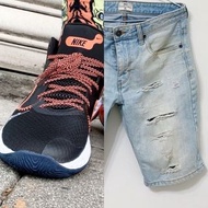 NIKE RENEW ELEVATE 運動 籃球鞋 避震 包覆 練習鞋 黑橘配色 US9 27號 CK2669-006 SNK-M / NET JEANS 破壞 水洗 刷破 牛仔褲 短褲 褲子 休閒褲