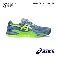 ASICS Gel Resolution 9 Mens Tennis Shoes (Steel Blue/Hazard Green)