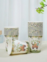 10/25, 9-Ounce Paper Cup, Cartoon Dinosaur Theme, Disposable Bathroom Cup, Mouthwash Cup, Paper Samp