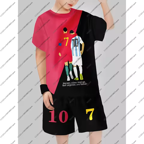 Football Jersey Tee Men Kids Gift Youth Male Top Boy Sportswear Breathable Shorts Set Soccer Casual 