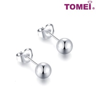 TOMEI Classic Round Stud Earrings, White Gold 585/14K