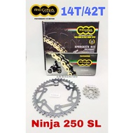 REGINA Kawasaki Ninja 250 SL Z250SL Sprocket Chain Kit Set Rantai Spoket Full Set Italy ORIGINAL Reg
