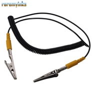 RAREM Anti-Static ESD Grounding Cable, 180cm / 71" Black Coiled Cord, Male-to-Female PU,Metal 2mm wi