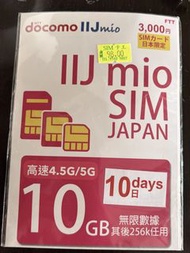 日本 Docomo IIJmio SIM 卡