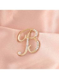 1入銀鍍鑽石字母造型胸針,適用於宴會、手提包、翻領、服裝裝飾