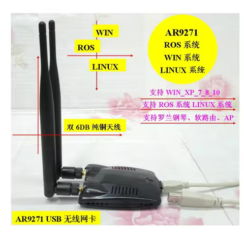 AR9271USB wireless network card engineering grade super TP-WN722N supports WIN10LINUX drive free ROS