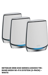 NETGEAR ORBI 850 SERIES AX6000 TRI-BAND MESH WI-FI 6 SYSTEM