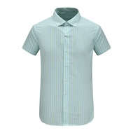 Áo Sơ Mi Nam Mùa Hè F3678 Evisu Tay Ngắn Thường Ngày Không Cần Ủi Họa Tiết Sọc Xanh Áo Sơ Mi Công Sở