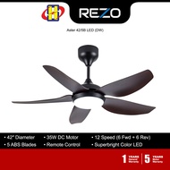 Rezo Ceiling Fan (42 Inch)(Dark Wood) 5 blades Remote Control LED Lighting 12-Speed Fan ASTER 42/5B LED (DW)