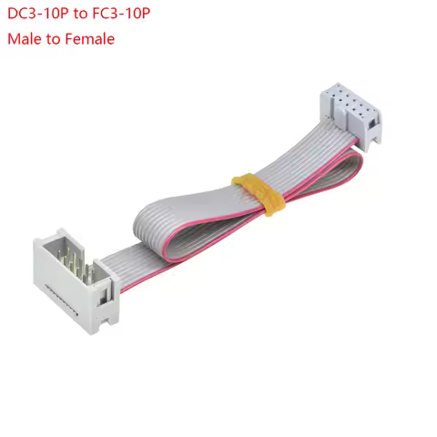2PCS DC3-FC Male to female 2.54MM pitch connector 10 PIN 20CM 30CM Flat Ribbon DOWNLOAD Data Cable I