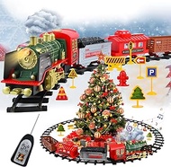 Neragron Remote Control Train Set, Christmas Electric Train Set with Steam, Sound &amp; Light, Kids Train Track with Rechargeable Battery, Christmas Toy Train Gifts for Age 3 4 5 6 7 8 Years Old Kids