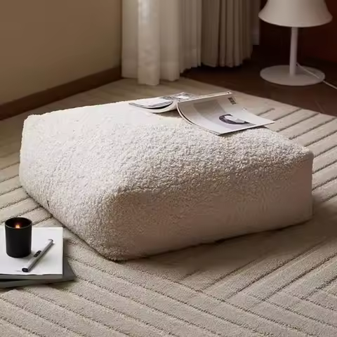 Lazy Sofa Ottomans Living Room Balcony Seat Cushion Luxury Soft Faux Bean Bag Footrest Stool Anti-di
