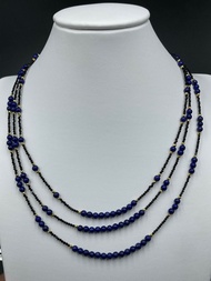 Black spinel with lapis artisan design.