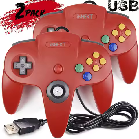 [USB Version] 2PCS USB Controller for Classic N64 Games,Wired Gamepad Joystick for Windows PC Mac Li