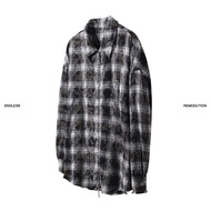 เสื้อเชิ้ตแขนยาวลายสก็อต RMDT PAK JIN WOO CleanFit Double Zipper Loose Fit Autumn Fashion Casual Spr