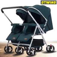 Yibaolai Twin Baby Stroller Can Sit and Lie Two-Child Twin Children Stroller Lightweight Baby