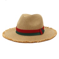 Fashion Fedora Straw Hat Outdoor Travel Vacation Sun Shade Panama Jazz Straw Beach Cap Men Women Sun Protection Big Brim Hat
