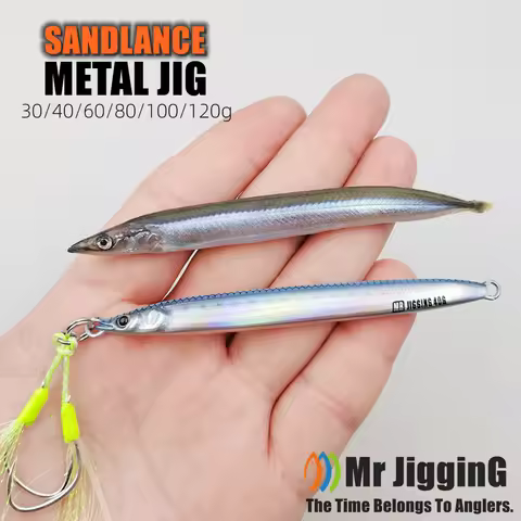 Mr JigginG Biomimetic Sandlance Metal Jigs 30g 40g 60g 80g 100g 120g Spanish mackerel Seabass Katsuo