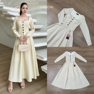 CHR054 CHERISH Set Of Long-Sleeved Square Neck Shirt + High-Waisted Flared Long Skirt [2PM]