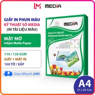 Giấy In Màu Media A4 Mờ 1 Mặt In 110/130gsm 100 Tờ Inkjet Matte Paper Giấy In Phun Màu A4 Giấy In Ản