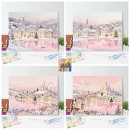 Sawg-stretched frame-32*40/40*50cm/50-60cm-painting by number-Warm castle-coloring by number-digit p
