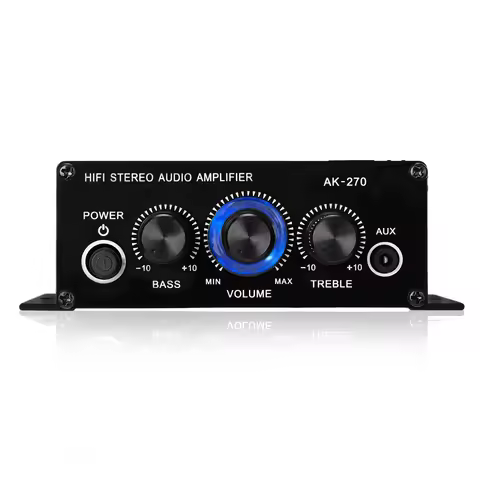 AK270 Mini Audio 2-Channel Stereo Power Amplifier Portable Sound Amplifier AUX Input Speaker Amp for