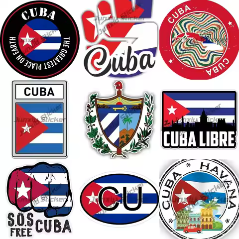 Cuba Republic Coat of Arms Sticker Cuban Libre La Habana round Flag Seal Vinyl PVC Decoration Person