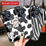 HP Latest REALME C53 NFC Glass Softcase [M173] Cow Motif - Case Realme C53 NFChp - Realme C53 NFC Ph