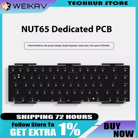 Weikav PCB Keyboard Kit for NUT65 1.6MM PCBA Non Slotted RGB Gaming Office Mechanical Keyboard Acces